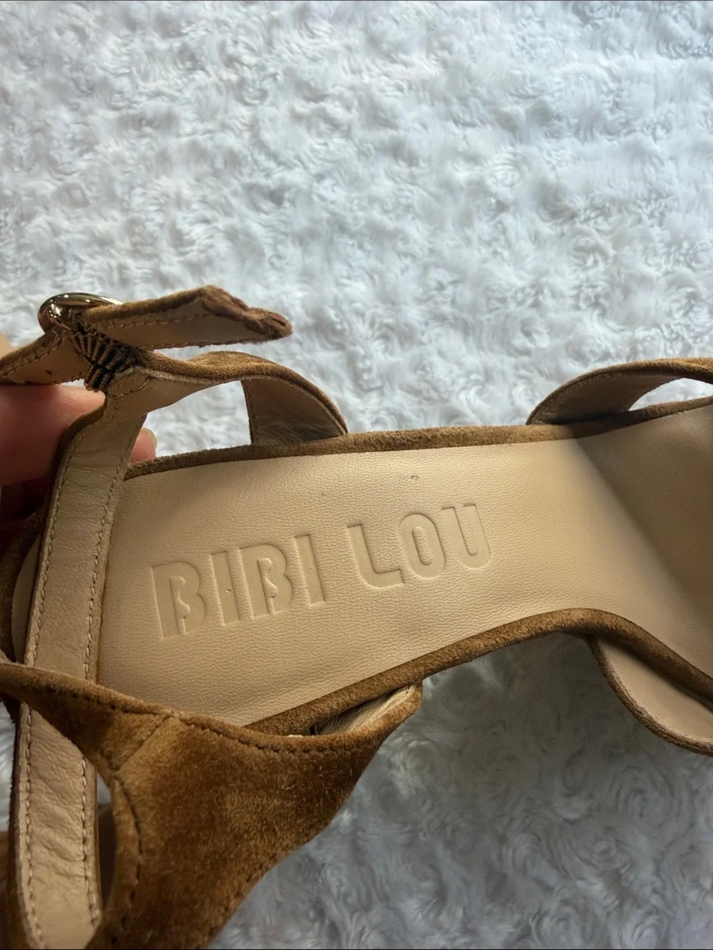 Bibi Lou Suede Platform Sandals in Brown Size 8.